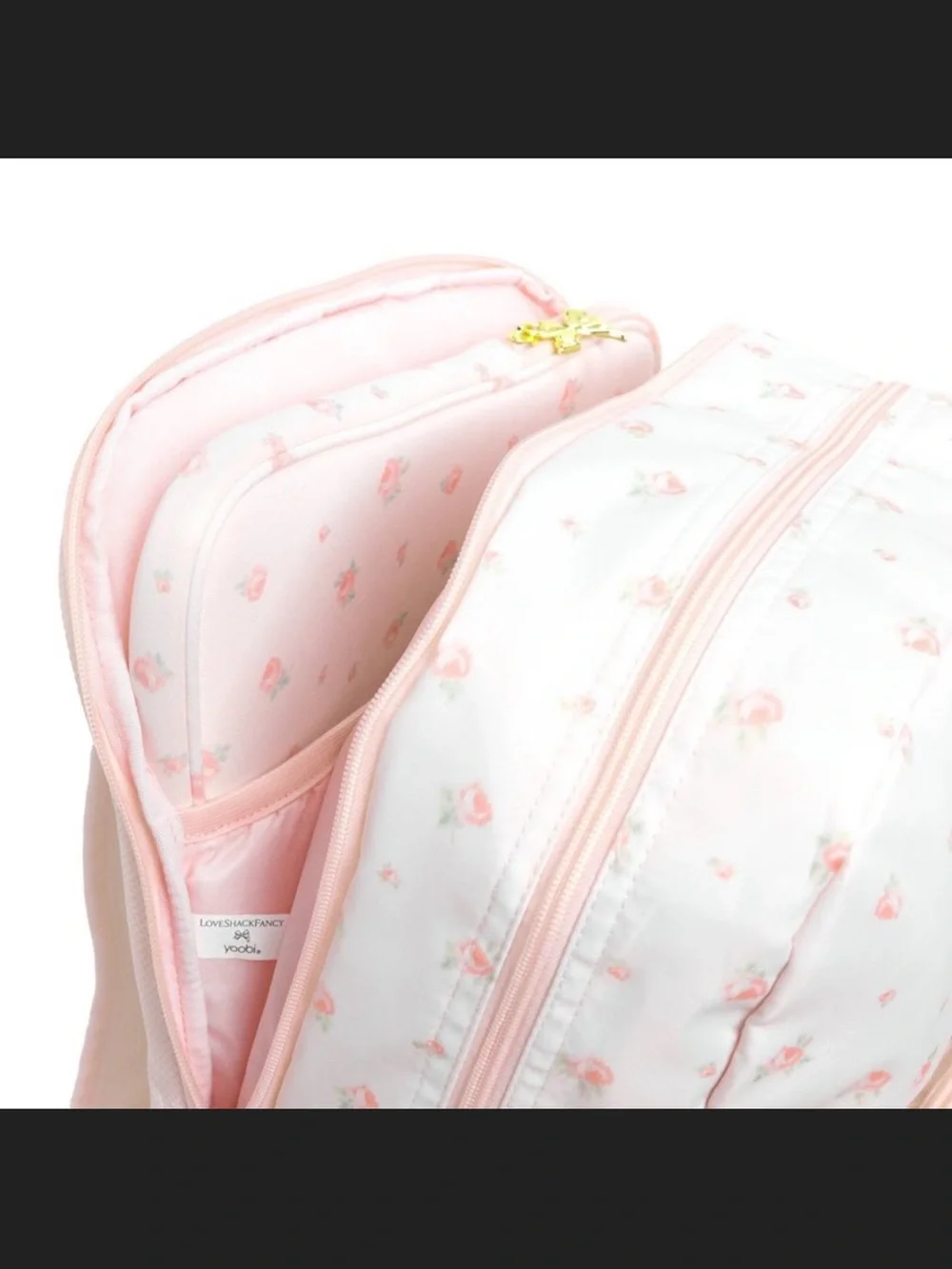 LoveShackFancy Light Pink Quilted Kids Backpack with Bow Charm